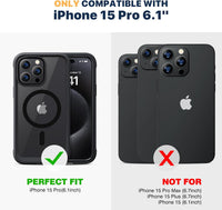 Diaclara Magnetic Designed for iPhone 15 Pro Case [Compatible with MagSafe], 360Â° Full Body Case with Screen Protector + Camera Lens Protector for iPhone 15 Pro 6.1" (Black)