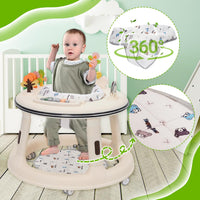 Baby Walker Height Adjustable with Music & Light,Kids Activity Walker Sit and Stand with 360Â° Quiet Wheels,Swivel Seat,Foot Pad and Game Play Center,Gift for Girls Boys Toddler,White