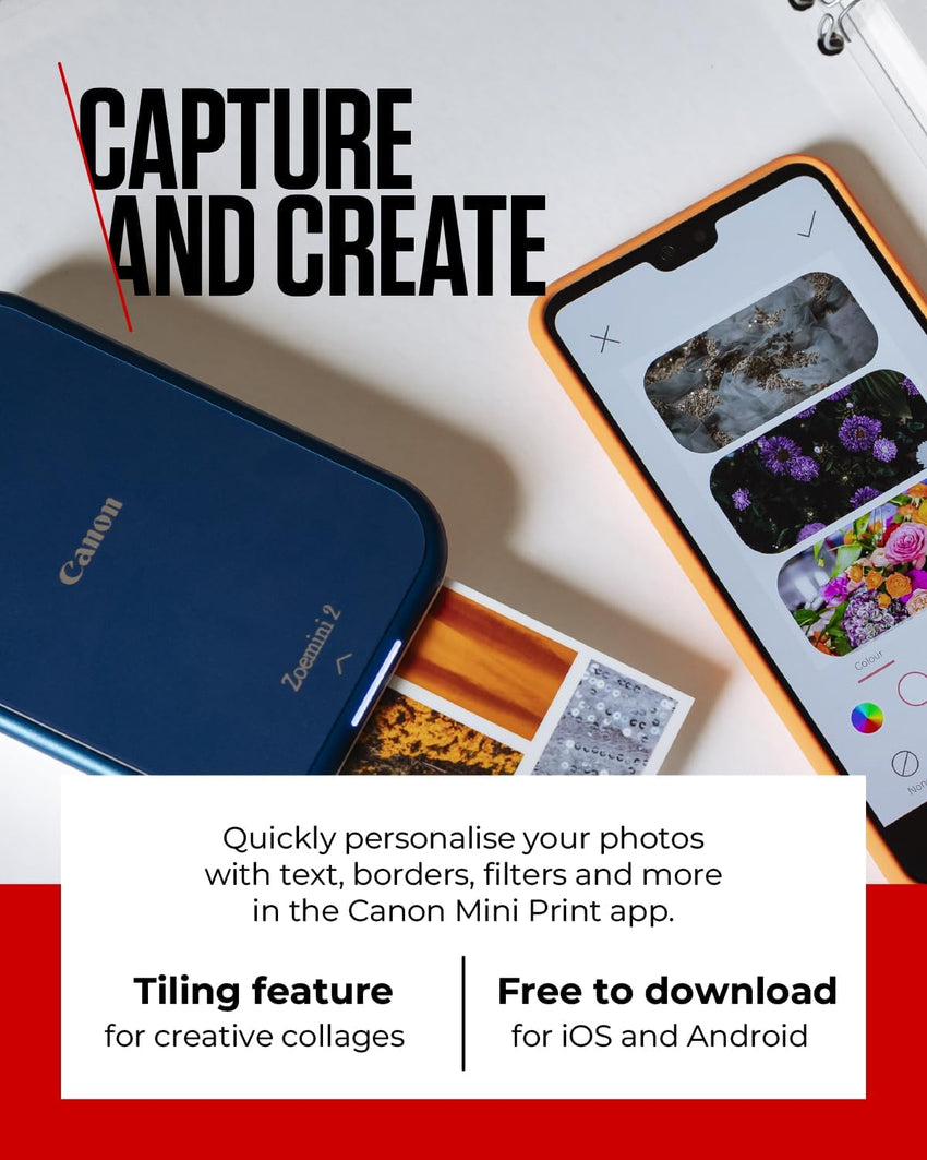 Canon ZinkTM Photo Paper - Sticky-Backed 2x3" Photo Paper (90 x Sheets) - Print Phone Photos for Personalised Stickers