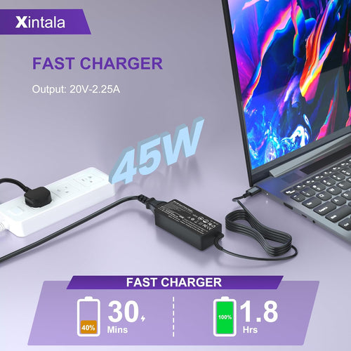 Xintala 45W USB C Laptop Charger Compatible with Lenovo Chromebook 100e 300e 500e Series, Acer, HP, Asus, Dell, Samsung and More Type-C Power Supply