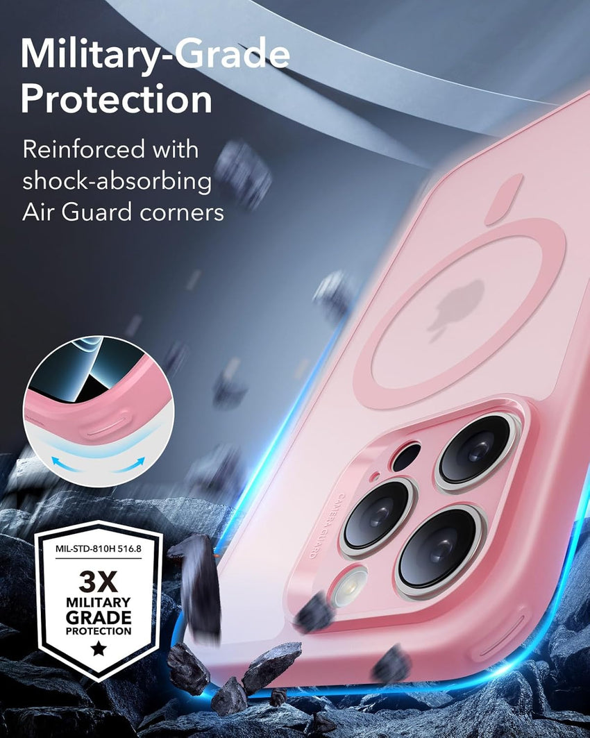 ESR for iPhone 16 Pro Case (4 in 1) Set, Translucent Matte Case with Screen Protector, Compatible with MagSafe, Military-Grade Protection, Classic Series, Frosted Pink