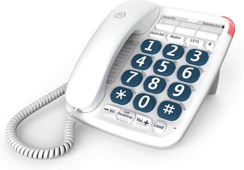 BT Big Button 200 Corded Landline House Phone, Home Phone, Elderley Friendly Big Buttons, Hearing Aid Compatible, Amplified Speech, Handsfree