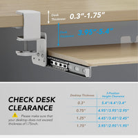 Under-Desk Extendable Keyboard Tray C-Clamp Sliding Platform 838x280mm