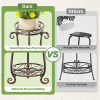 3-Tier Metal Plant Stand Tall Stable Flower Rack for Large Pots Bronze