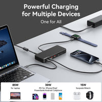 MOKiN Thunderbolt 4 Dock, 12-in-1, Single 8K or Dual 4K @ 60Hz Display, 85W Charging, 3 x 40G Thunderbolt 4, 2 x 10G USB-A, 1 x USB-C (PD 30W), 2.5GbE, Audio, SD/TF 4.0, Compatible for Mac and Windows