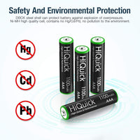 HiQuick 16 x AAA Batteries, Rechargeable 1100mAh Ni-MH Battery High Capacity Performance 1200 Tech 1.2V NiMH AAA Rechargeable Battery | 1.2V Triple A Battery, Pre-charged, Recycled, High-Capacity, Low Self Discharge,Ideal for Remotes Toys Clocks Cameras