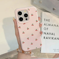 Reownest Case for iPhone 14/13, Cute Cherry Pattern Design Soft Slim TPU Cover with Raised Camera Protection Stylish Aesthetic Phone Case for Girls & Women - Pink