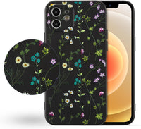 RALEAVO Floral Case for iPhone 12 Silicone Cute Cover for Women,Black