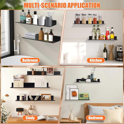 YUET Bathroom Shelf 2 Pack Wall Mounted Ã¢ÂÂ Black 30cm