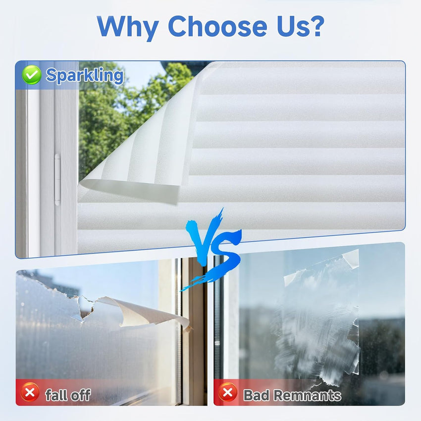 Privacy Window Film Frosted Stripe Static Cling UV Protection â 75x200cm