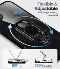 SHIELDS UP for iPhone 16 Case with Stand, Phone Case Clear with Double Ring HolderAdjustable & Fodable Shockproof Protective Cover for iPhone 16 6.1'' - Clear Black