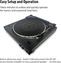 Denon DP-29F Analog Turntable Black - Turntable (Black, 360 mm, 357 mm, 97 mm, 2.8 kg)