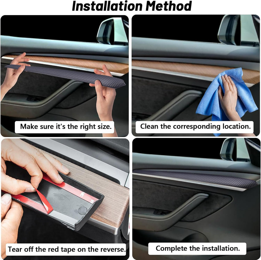 awagas 4 Pcs [Right Drive] ABS Tesla Model 3 Y Dashboard Cover Wrap and Inner Front Door Trim Panel Armrest Cover, Car Interior Dashboard Cover Accessories Fit Tesla Model 3/y 2019-2023