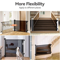 COMOMY Retractable Baby Gate for Stairs, 0-140cm Mesh Dog Gate for House Doorways Hallways, 84cm Tall Extra Wide Child Safety Gate for Kids Pets, Indoor and Outdoor (Black)