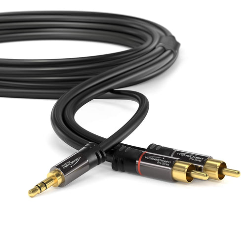 KabelDirekt - RCA to jack 3.5 adapter cable - 1,5 m - versatile plug-and-play audio cable (Aux/3.5mm to 2x RCA for connection to smartphone, tablet, home theater, soundbar, TV, notebook, MP3)