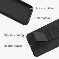 kwmobile Case Compatible with Apple iPhone 13 - Case with Hand Strap and Stand Soft TPU Silicone Coating - Blueberry