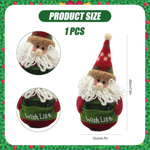 Santa Claus Plush Decorations Gift Pouch â Holiday Elf Toy Bag