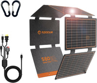 FlexSolar 60W Solar Panel Foldable Portable Solar Charger with USB-C USB-A and DC Outputs IP67 Waterproof Power Emergency Camping for Small Power Station Generator Phones Power Banks Tablets