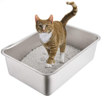 Extra Large Stainless Steel Litter Box Odourless Easy Cleaning â 28x20x6 inch