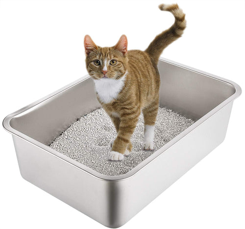 Extra Large Stainless Steel Litter Box Odourless Easy Cleaning â 28x20x6 inch