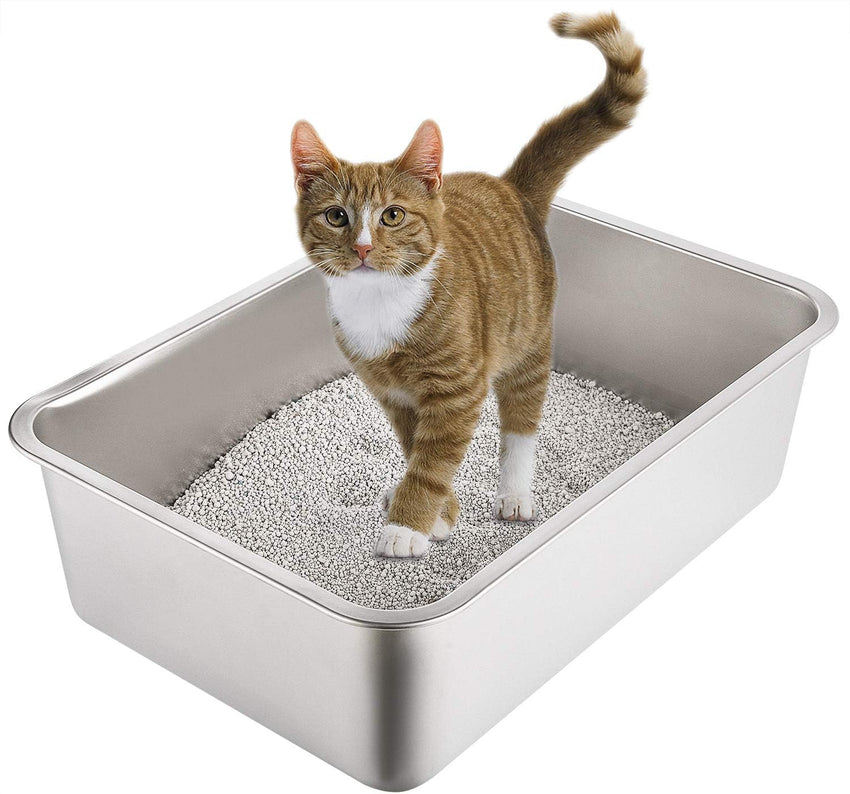 Extra Large Stainless Steel Litter Box Odourless Easy Cleaning â 28x20x6 inch