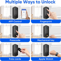 MYPIN Smart Door Lock, Fingerprint Door Lock, Keyless Smart Lock, Digital Door Lock, Smart Locks Front Door with App Control, Key, Card, Electronic Touch Keypad Locks for Doors Auto Lock Waterproof