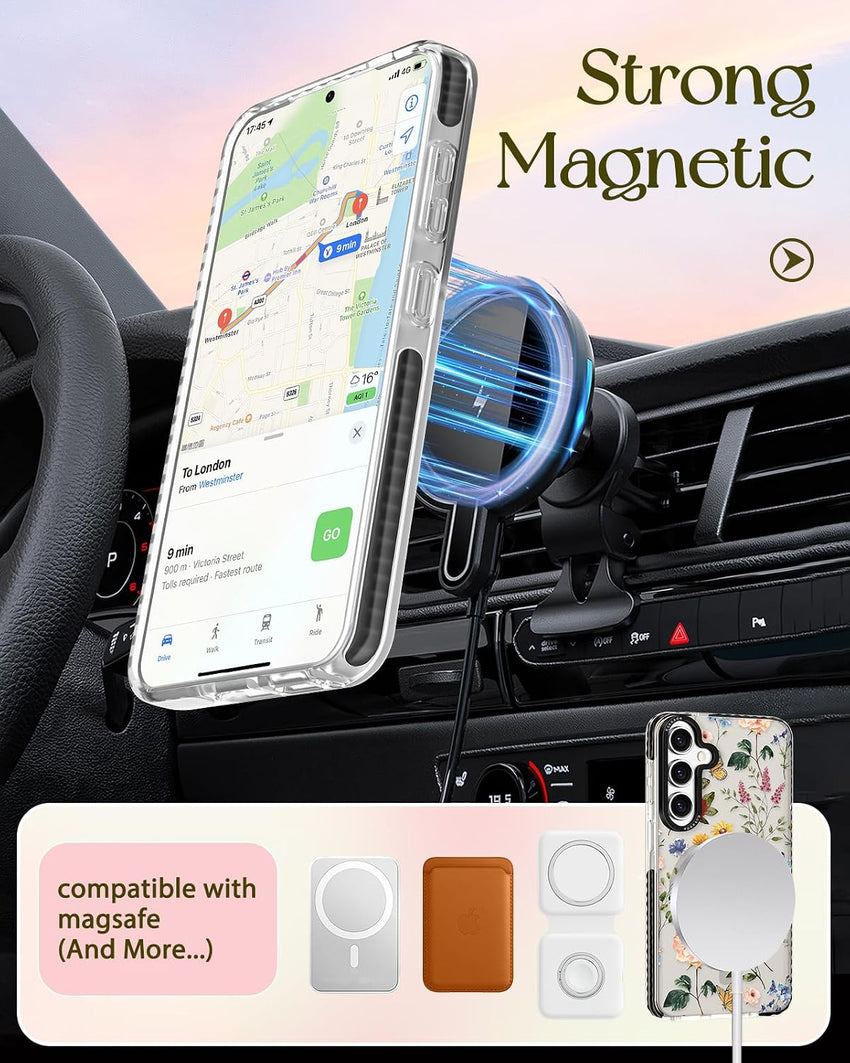 Kokaade for Samsung Galaxy S24 FE Case for Women Girls - Cute Kawaii Retro Flower Design Compatible with Magsafe for Magnetic Ring Holder Stand Phone Cover Girly TPU Funda for Samsung Galaxy S24 FE