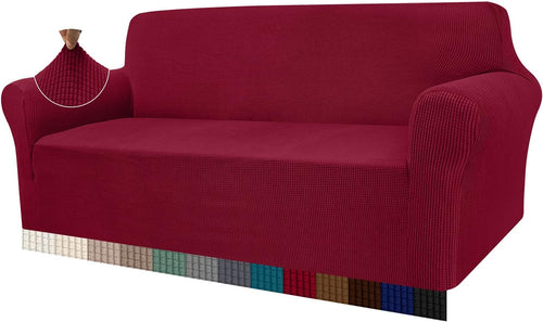 High Stretch Sofa Covers 4 Seater Non-Slip Furniture Protector â Wine Red