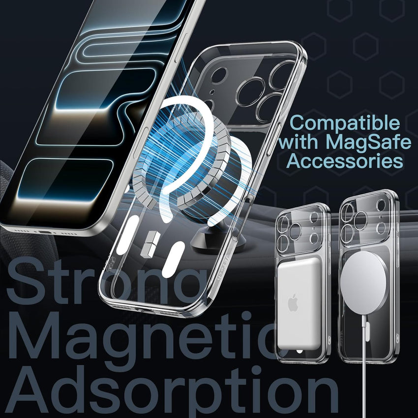 JETech Magnetic Slim Case for iPhone 17 Pro, Compatible with MagSafe, Clear