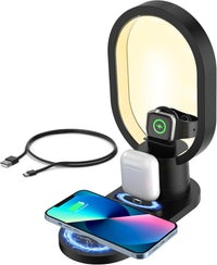 iN 3-in-1 Wireless Charging Station with Night Lamp for Apple Devices | Travel Stand, Fast Charger for iPhone16/15/14/13/12/11 | MagSafe Magnetic Charger for Apple Watch,AirPods,Fast Charge