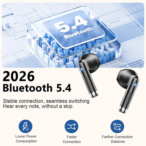 Wireless Earbuds, Bluetooth 5.4 Headphones NEW Wireless Headphones with 4 ENC Mic, 56H Bluetooth Earphones in Ear Noise Cancelling Deep Bass, Mini Ear Buds Bluetooth Earbuds IP7 Waterproof LED Display