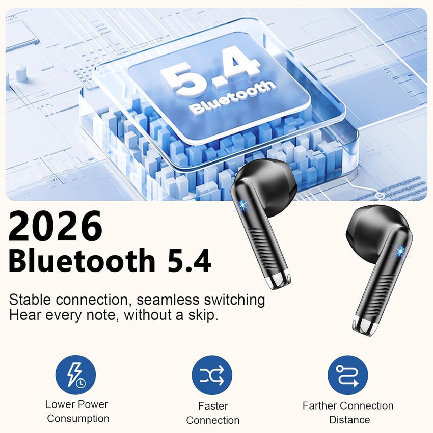 Wireless Earbuds, Bluetooth 5.4 Headphones NEW Wireless Headphones with 4 ENC Mic, 56H Bluetooth Earphones in Ear Noise Cancelling Deep Bass, Mini Ear Buds Bluetooth Earbuds IP7 Waterproof LED Display