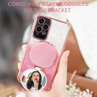 YUEQIAN Bling Case for Honor 200 Lite 5G, Shiny Sequins Makeup Mirror/Stand Women Girls Case, Ultra Thin Transparent TPU Electroplated Sparkle Shockproof Cover. Purple