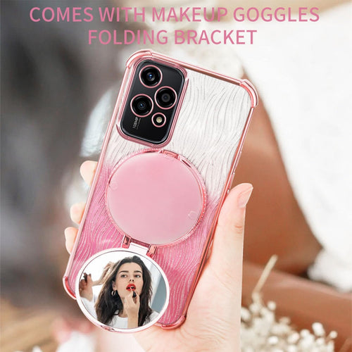 YUEQIAN Bling Case for Honor 200 Lite 5G, Shiny Sequins Makeup Mirror/Stand Women Girls Case, Ultra Thin Transparent TPU Electroplated Sparkle Shockproof Cover. Purple