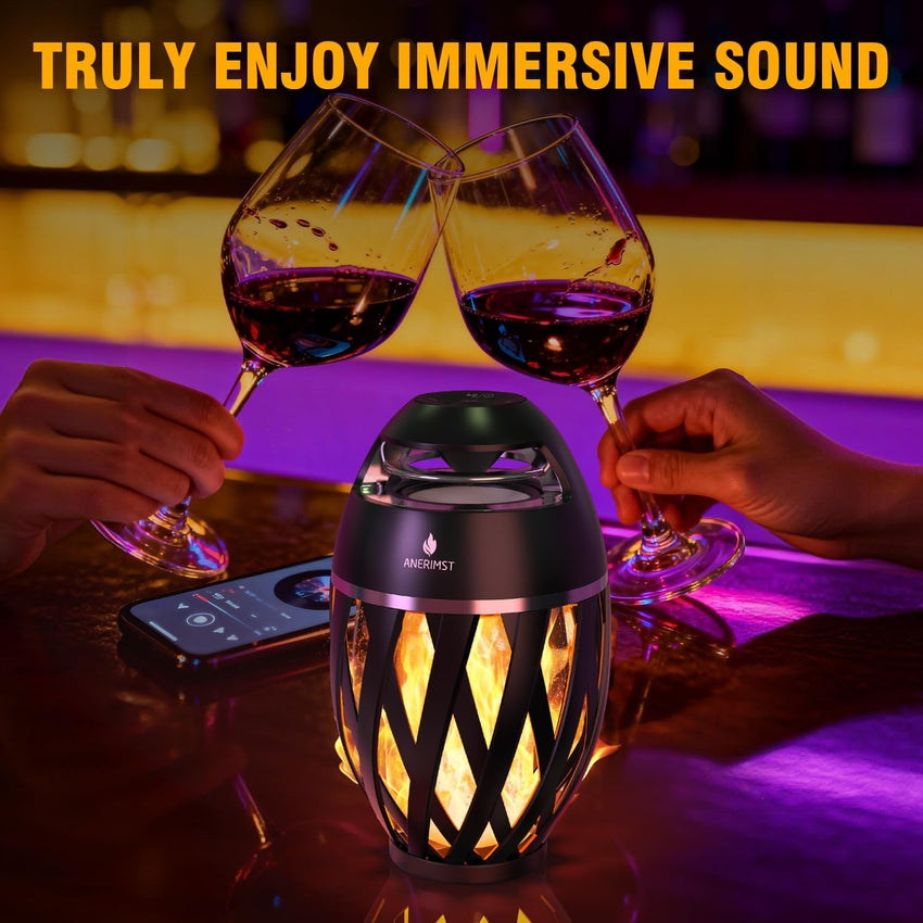 Bluetooth Outdoor Speakers Waterproof Auto-Pairing 24H Playtime LED Lights