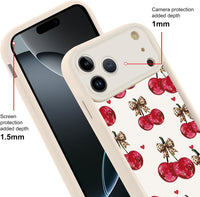 Yoedge Cherry Leopard Print Case for iPhone 17 Pro Max 6.9",Cute Aesthetic Design Silicone Soft cheetah print Pattern Phone Cover for Girls, Preppy Shockproof Protective Case for Women