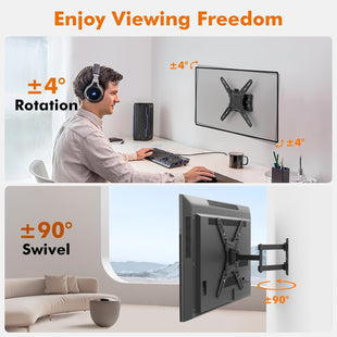 GRIFEMA TV Wall Bracket for 26-65 Inch Flat & Curved Screens - Universal Full Motion TV Wall Mount with Swivel & Tilt, Extendable Arm, Max VESA 400x400mm, Holds up to 35kg, Easy Installation, GB1010