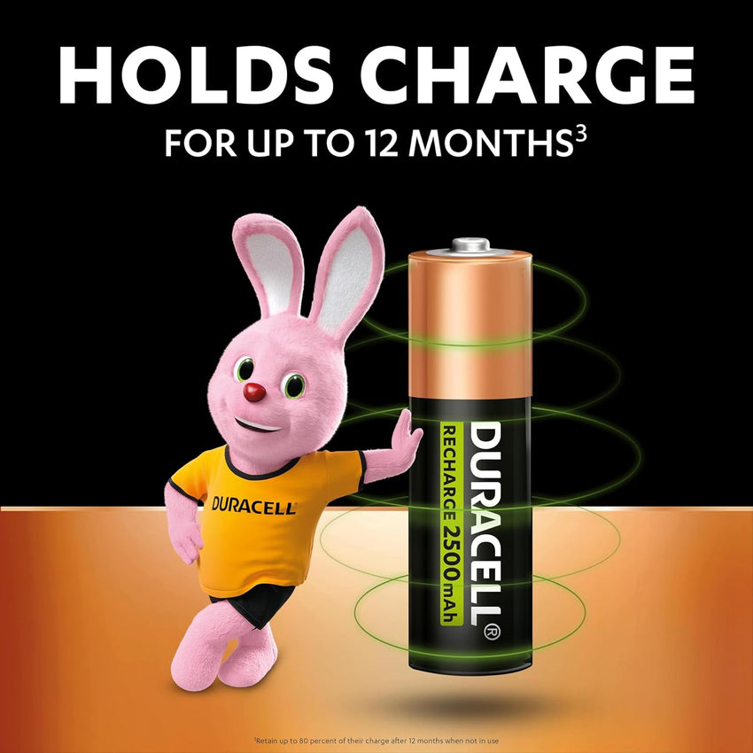 Duracell Rechargeable AA Batteries (Pack of 8), 2500 mAh NiMH, pre-charged, Our No.1 Longest Lasting Rechargeable Battery