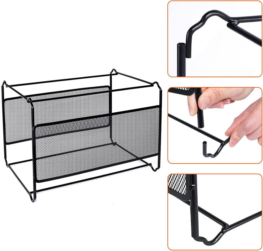 Hotyin Foolscap Suspension File Frame(39 x 28 x 24.8cm), Metal Suspension File Frame Organiser - Easy to Assemble - Hanging File Folder for Home Office Storage and Organization (Black)