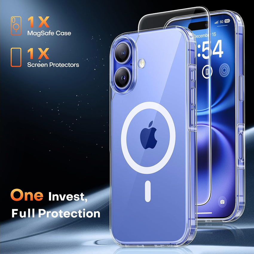 TAURI for iPhone 16 Case, with Screen Protector, Clear