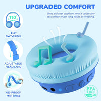 iClever BTH22 Kids Headphones Wireless, 60H Play Time, 74/85 dBA Safe Volume, Bluetooth 5.4, Over Ear Kids Bluetooth Toddler Headphones with Mic AUX Cord for iPad/Tablet/Trave/School