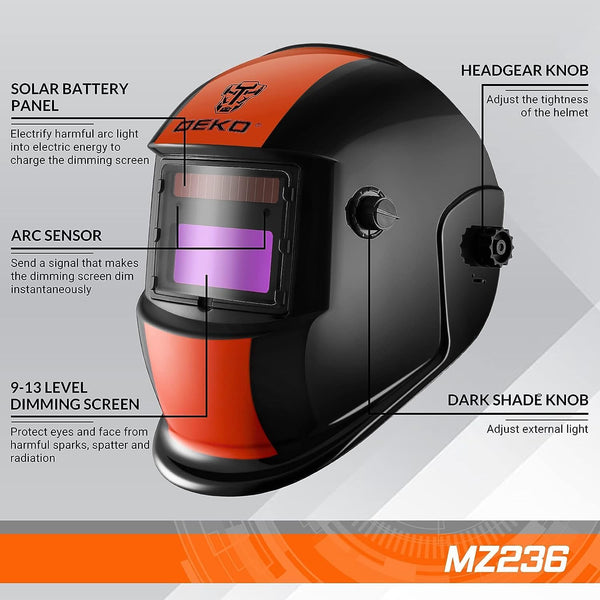 DEKO Welding Mask Helmet Auto Darkening, Welders Mask, Welding Helmets Solar Powered Auto Darkening