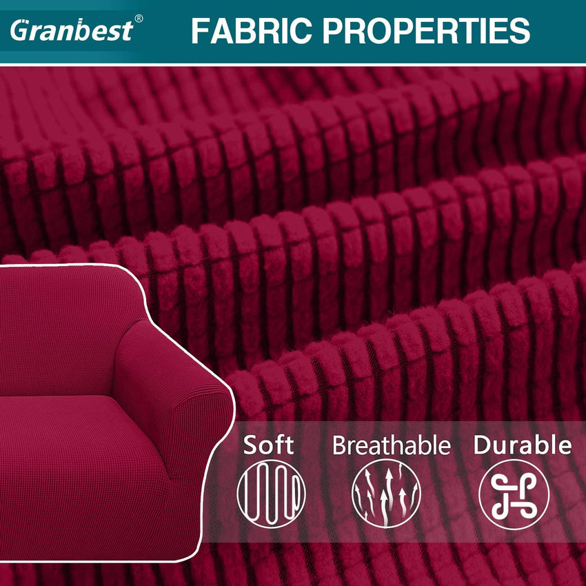 High Stretch Sofa Covers 4 Seater Non-Slip Furniture Protector â Wine Red