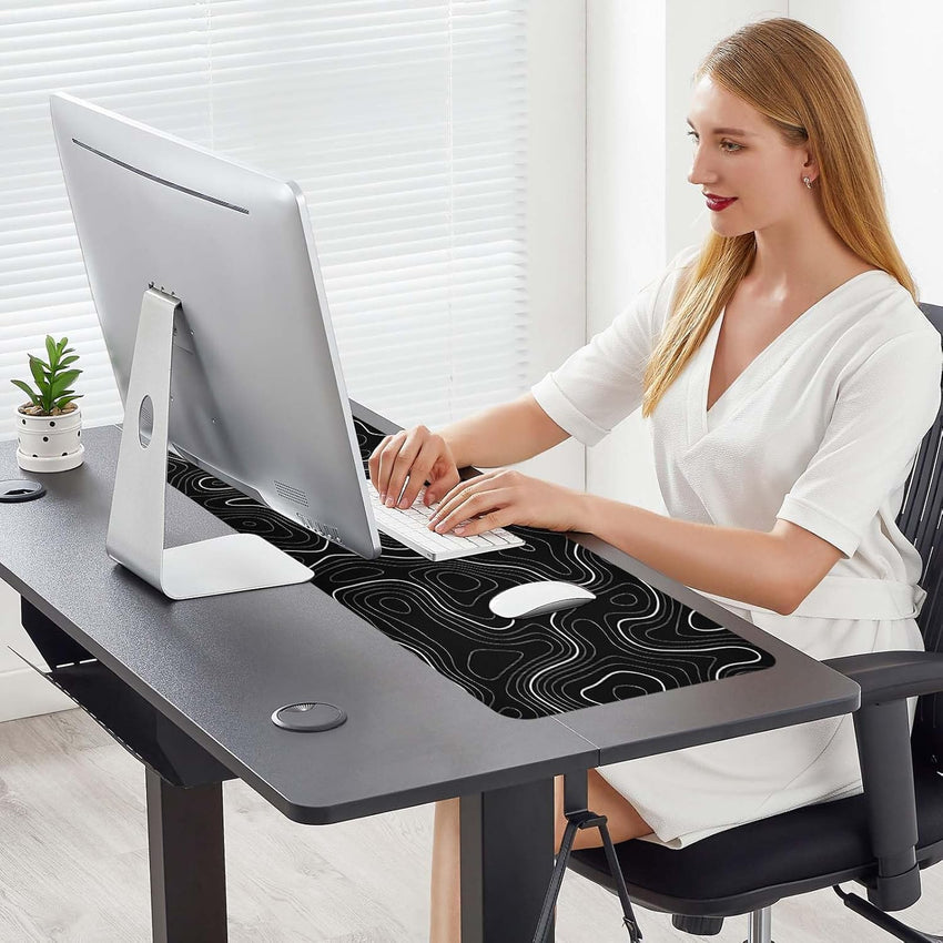 Topographic Map Desk Mat, Large Mouse Pad 800x300x3 mm, Gaming Mouse Mat, Big Full Keyboard Desk Mat, Waterproof Non-Slip Mouse Mat Pad, Rubber Base, for Keyboard Computer PC Gamer Desk Office