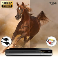 HD DVD Player for TV, Multi Region DVD Player for Smart TV, HDMI/RCA Output Cable Included, 1080P, Breakpoint Memory, Built-in PAL/NTSC, CD Players for Home (Not Support Blu-ray Discs)