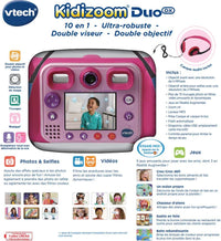 VTech - KidiZoom Duo DX Pink, 10-in-1 Digital Camera for Children, Photo, Selfie, Video, Colour Screen, MP3 Player, Audio Headphones, Gift for Children from 3 to 12 Years