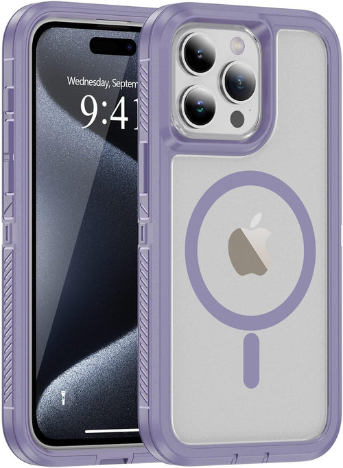 Ethanger for iPhone 13 Pro Max Case Shockproof Military Grade Protective Cover Compatible with MagSafe Heavy Duty Hard Back TPU Bumper Magnetic Phone Case, Light Purple