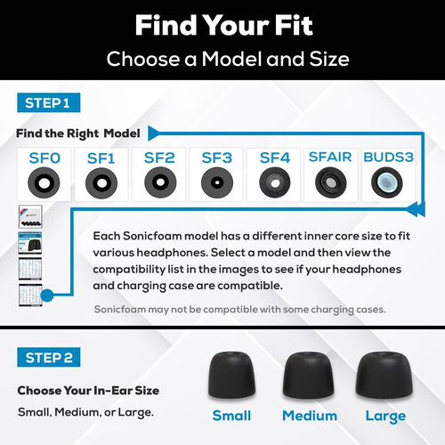 SF2 Small - Memory Foam Earbud Tips - 10 Pairs - Black | Fits Earbuds with Speaker Diameter 4.4-5.7mm, One Pair Lasts up to 4 weeks