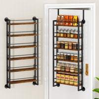6-Tier Wall-Mounted Spice Rack Door Organizer with Shelves Brown