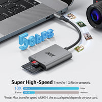 Acer USB-C SD Card Reader, High Speed Type-C Micro SD Card Adapter, USBC External Memory Card Reader SDXC, Micro SDXC Card, Compatible with MacBook Pro/Air, Acer Laptop, iPhone 16, Camera, and More